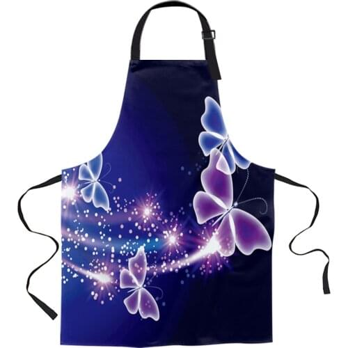 Purple Butterfly Aprons for Women Men Kid Cooking Baking Apron Kitchen Utility Equipment Accessories