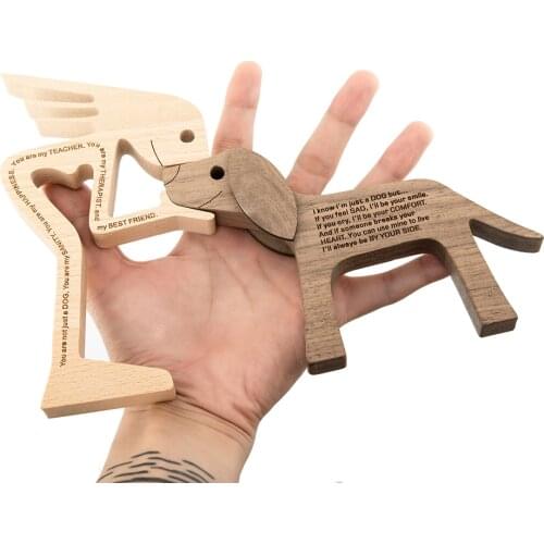 Humen and Dog Craft Figurine Desktop Table Ornament Wood Men Puppy Model Creative Home Office Decoration Gift Lovely Dropship