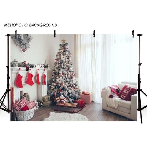 Photography Backdrops Christmas Background Fireplace Tree Winter Snow Window Interior Baby Birthday Background For Photo Studio