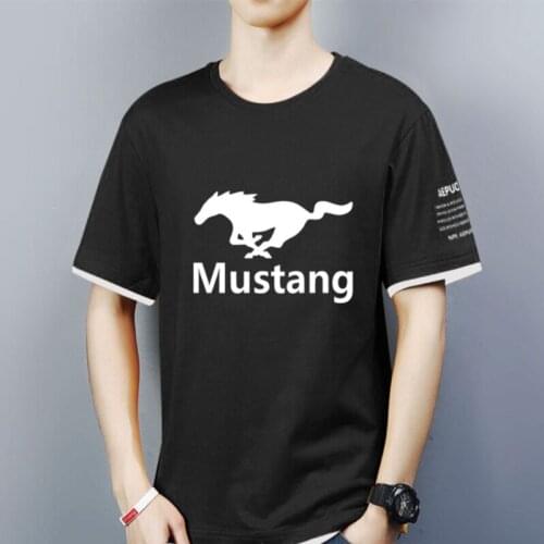 NEW Mens Short Sleeve race MUSTANG motorcycle T-shirt Summer casual male solid colour Fashion HipHop Harajuku Men Clothe