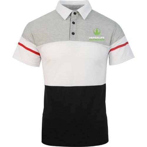 HERBALIFE NUTRITION 2021 Summer Comfortable T-shirt Short Sleeve Polo Fashion High Street Black and White Stitching T-shirts