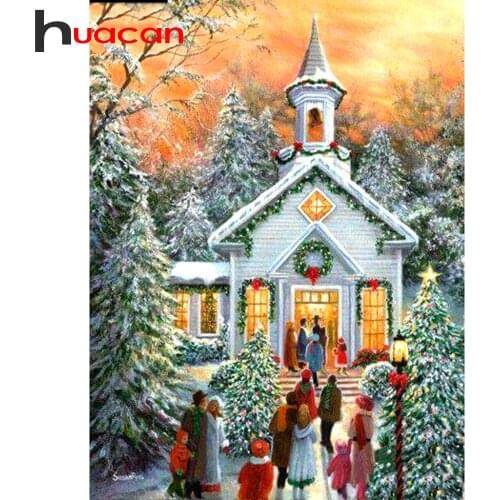 Huacan Diamond Painting Full Drill Square Christmas Tree Diamond Embroidery Mosaic Christmas Decoration