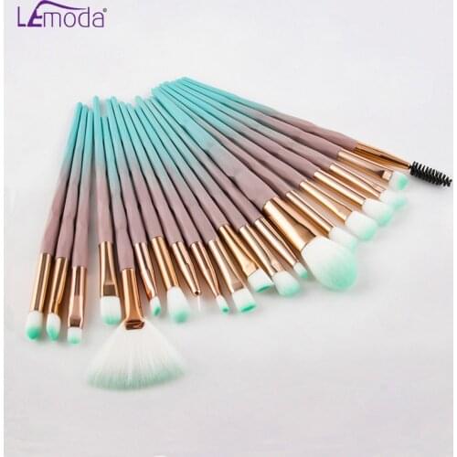 Lemoda Diamond Makeup Brushes 20Pcs/Set For Eyeshadow Eyebrow Powder Foundation Lip Professional Make-Up Tools Cosmetic Beauty