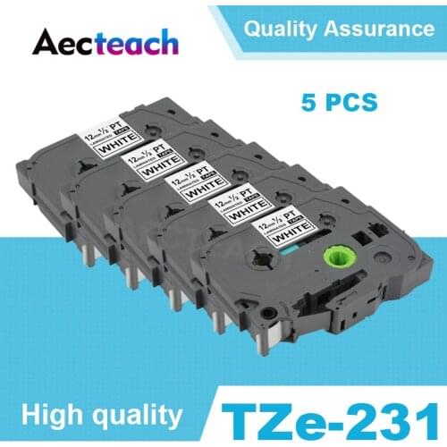 Aecteach 5pcs TZE231 label tape Flower pattern Tze-231 12mm for Brother P Touch Tze Labeler satin ribbon