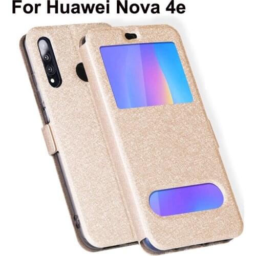 Luxury Front Window Leather Filp Case For Huawei Nova 4e 6.15" phone cover For Huawei Nova 4 e MAR-AL00 back cases Nova4e coque