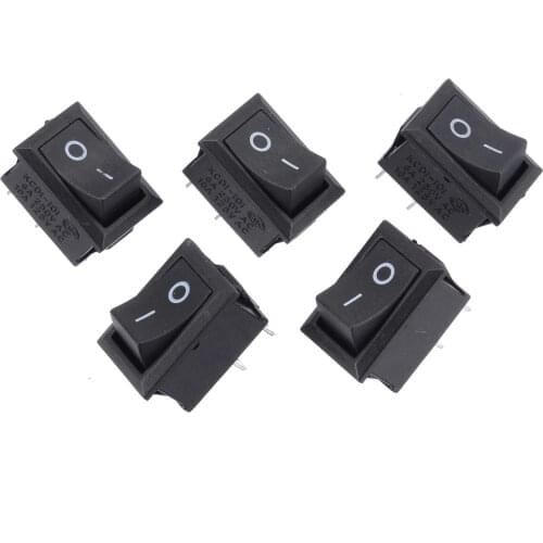 Mayitr 5pcs Mini Boat Rocker Switch 2 Pin SPST On/Off Rocker Switch AC 250V/6A 125V/10A Black 15*21mm