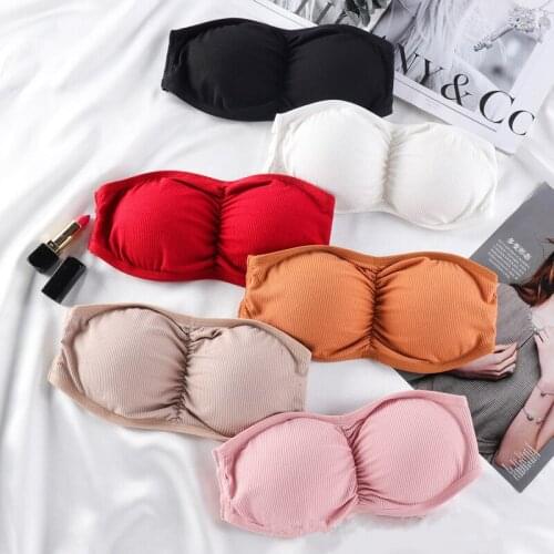 Fashion Seamless Women Sexy Tube Crop Tops Strapless Invisible Bra Breathable Removable Pads Wrapped Chest Lingerie Underwear