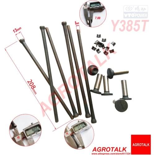 Set of valves repair kit for Yangdong engine Y380T / Y385T, including the push rod, tappet and clamp
