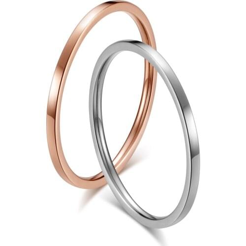 Simple Fashion Thin Narrow Titanium Ring Rose Gold/Silver Color Rings for Women Wedding Band Geometric Tail Ring Jewelry Gift