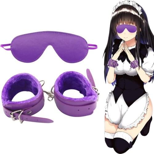 Slave Handcuffs Eye Mask PU Leather Restraints BDSM Bondage Plush Hand Cuffs Ankle Cuff Erotic Eye Patch Sex Toy for Couples