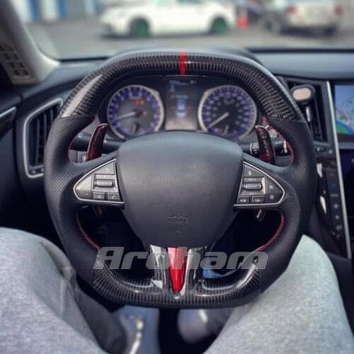 High Quality Leather Carbon Fiber Modified Steering Wheel For Infiniti Q50 Q60 QX50 2013 2014 2015 2016 2017 2018 2019 2020