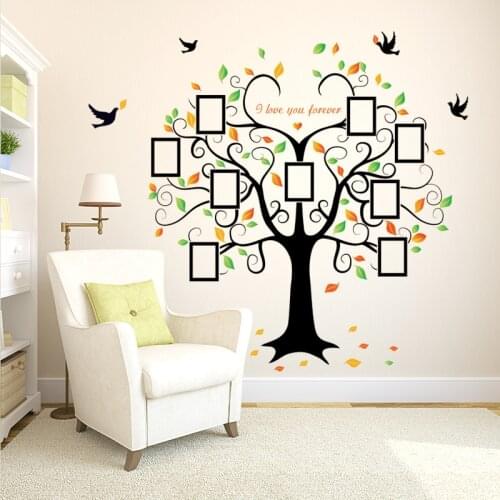 1 Set Large 240cm/ 80inch Family Photo Frame Removable Wall Sticker Tree Love You Forever Bird Butterfly Decal SK2010W