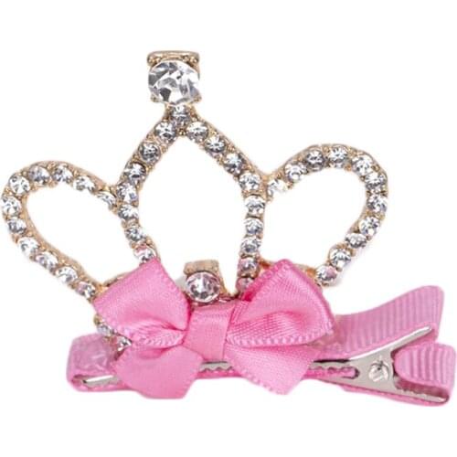 Rhinestone Crown Hair Clip Shiny Bow Princess Queen Children Accessories Hair Barrettes 2020