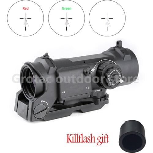 Fixed Dual Purpose Optic 1X-4X Tactical Rifle Scope Quick Detachable Adjustable Dual Role Sight For Hunting