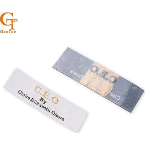 Custom garment apparel iron on clothing/shoe labels, personalized hot melt glue sticker heating adhesive woven main labels