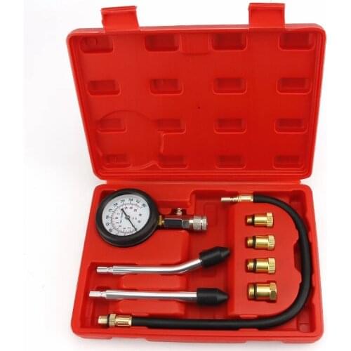Gasoline Engine Compression Tester Auto Petrol Gas Engine Cylinder Automobile Pressure Gauge Tester with M10 M12 M14 M18 Adapter