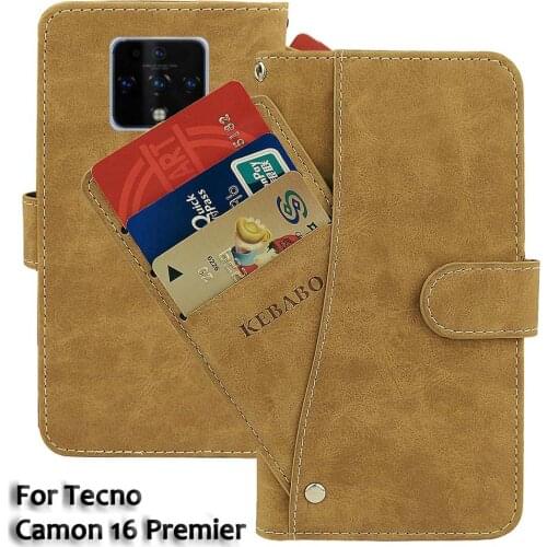 Vintage Leather Wallet Tecno Camon 16 Premier Case 6.9" Flip Luxury Card Slots Cover Magnet Phone Protective Cases Bags