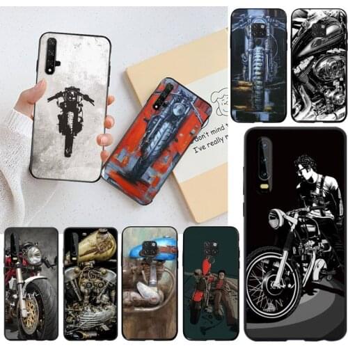 YJZFDYRM Cool retro classic motorcycle Soft Phone Case Cover for Huawei P40 P30 P20 lite Pro Mate 30 20 Pro P Smart 2019 prime