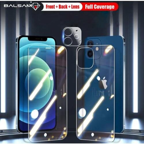 3 IN 1 Front+Back+Lens Camera Protective Tempered Glass For iPhone 12 Pro Max 12 Mini HD Clear Screen Protector Full Cover Film