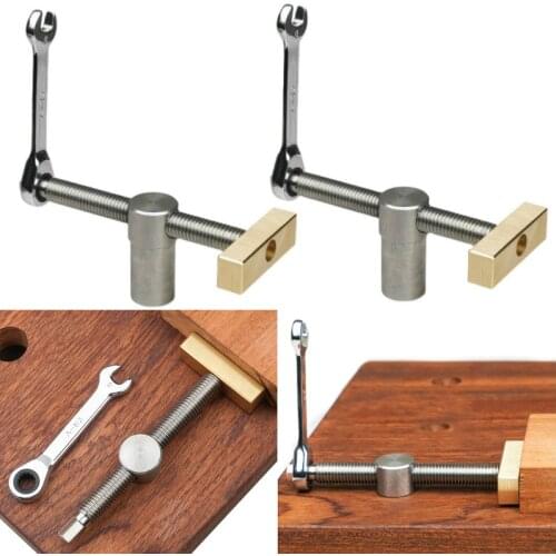 Woodworking Desktop Clip Fast Fixed Clip Clamp Brass Fixture Vise for 19mm/20MM Hole Woodworking Benches Joinery Carpenter Tool