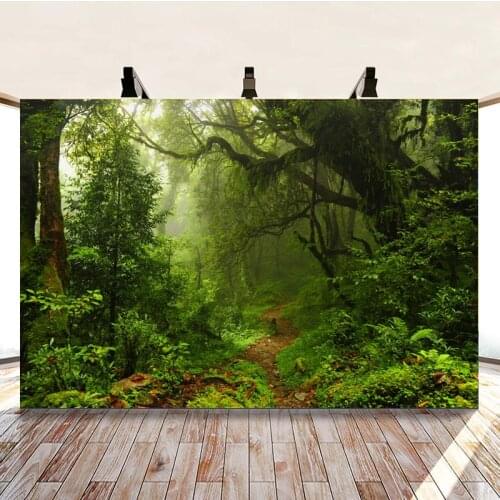 Green Forest Tree Path Beautiful Scenery Background Travel Picture Studio Photography Photo Cloth Can Be Customized