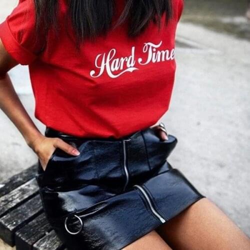Hard Times Print Summer Women Aesthetic Short Sleeve T-shirt Vintage Harajuku Tumblr Female Tops Graphic Tees Female Tshirt Ropa