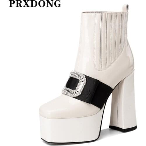 New 2021 Fashion Women Ankle Boots Shoes Sexy Chunky High Heels Platform Black Beige Dress Party Wedding Lady Shoes Short Boots