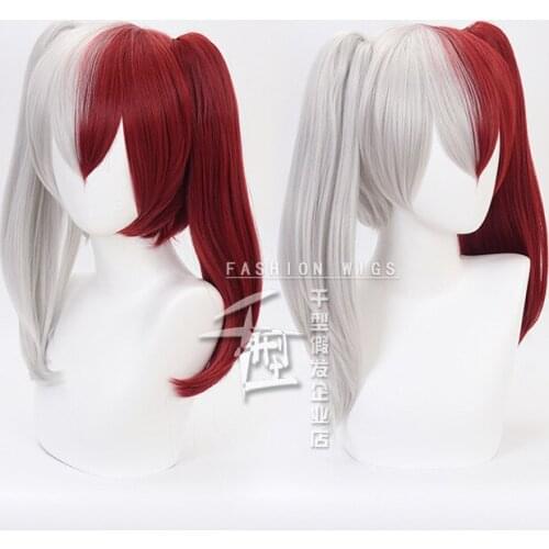 My Hero Academia Todoroki Shoto Women Bunches Wig Cosplay Costume Boku no Hero Academia Heat Resistant Synthetic Hair Wigs