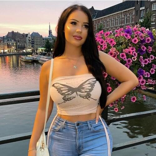 Womens Butterfly Crop Cami Tops Straplees Veat Sheer Mesh Sleeveless Spaghetti Strap Side Drawstring Camisole Hot