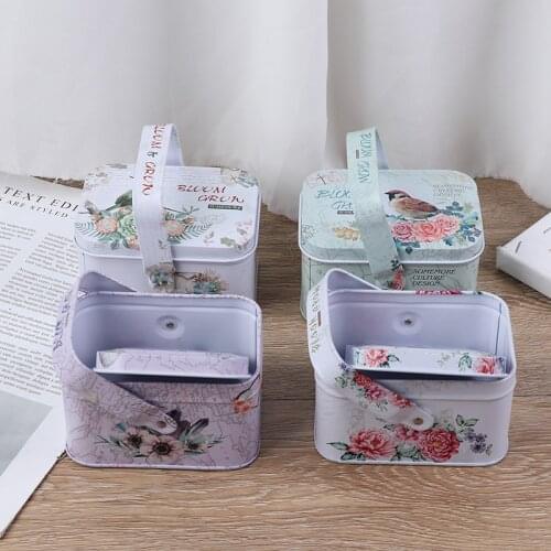 1Pc Vintage Metal Box Small Suitcase Tin Candy Gift Box Cookie Chocolate Box for Wedding Gift