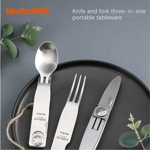 100% Original NexTool NE0083 3-in-1 Dinnerware Knife Fork Spoon Stainless Steel Anti-rust Antiseptic For Outdoor Portable Spoon