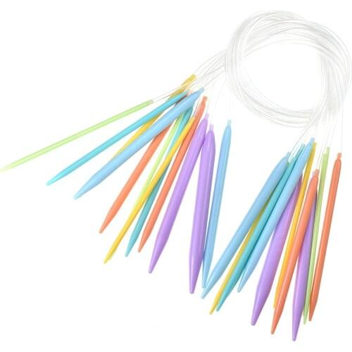 12 Pcs Plastic Circular Knitting Needle Length 40cm/80cm Diameter 3.5-12mm Crochet Set Craft Multicolor Tube Yarn Sweater Weave