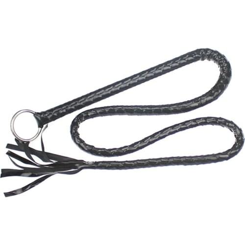135cm Long Black PU Leather Sex Whip Toys with Metal Ring Flirting Queen Whip Adult Games Sex Toys for Couples Adult Products