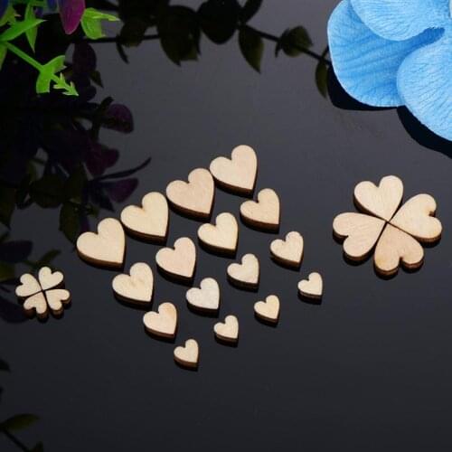 200Pcs Wood Blank Heart Crafts Wood Slices Discs For DIY Wedding Engagement Decoration Crafts Embellishments Wooden Heart A35