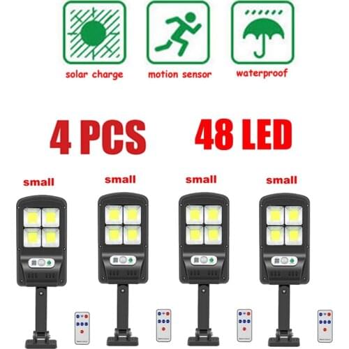 4pcs tabular oblong Solar Light Motion Sensor Security Wireless Outdoor Flood Light Waterproof solar Lamp remote 3 Mode for Home