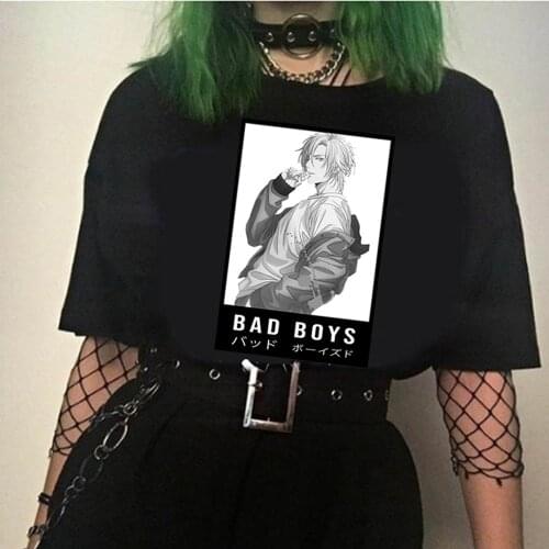 Banana Fish Unisex T-shirt Japanese Anime Sad Boys Printed Mens Tees Streetwear Casual Tops