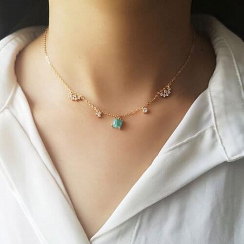 Real 925 Sterling Silver Rhinestone Paved Station Charm Pendants Necklace For Women New Fashion Charm Choker Fine Jewelry Gifts