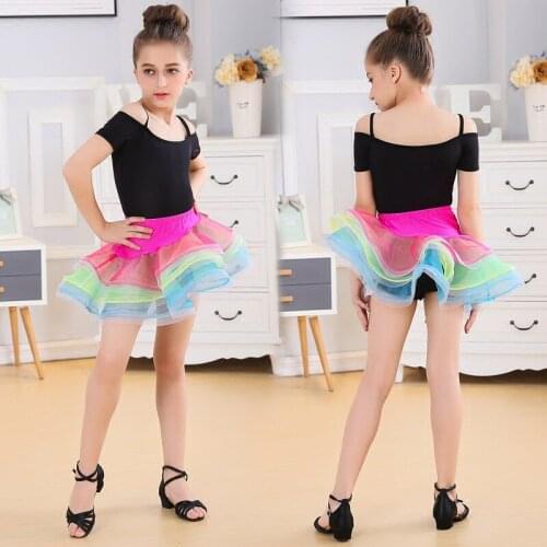 Girls Latin Dance dress Practice Kids Child Red Standard Ballroom/Tango/Rumba/Samba/ Salsa Latin Ruffle Skirt+tops