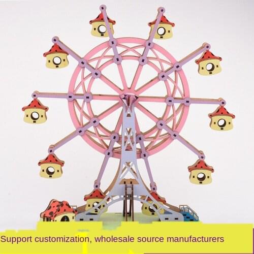 Diy Wooden Puzzle Ferris Wheel Assembly Model Puzzle Creative Decompression Gift to Send Children Toys P295