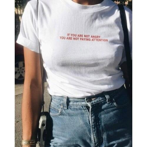 If you are not angry you are not reading this summer t shirt funny Tees casual tops women t shirt moletom do tumblr T shirt