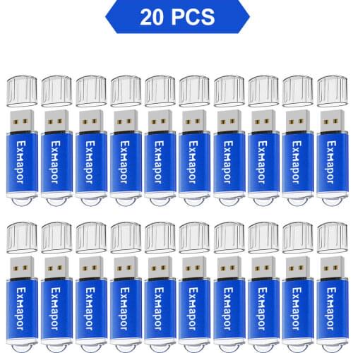 Exmapor 20PCS USB Storage 32GB 16GB Portable Thumb Drive Pen Drives 8GB 4GB 2GB 1GB USB Flash Drive Zip Drive for PC Mac Laptop