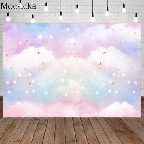 Mocsicka Dream Nebula Birthday Backdrop Pink Fantasy Starry Sky Photography Background Newborn Portrait Photo Decorative Props