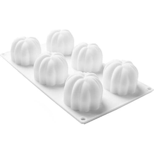 Cake Mold Pumpkin Shape 6 Grids Baking Mould Silicone Kitchen Mousse Maker Fondant Cake Decorating Tool for Halloween Party