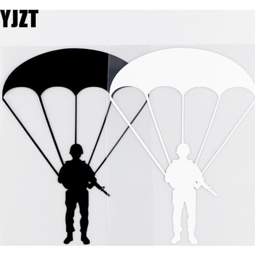 YJZT 11X14.5CM Interesting Car Stickers Parachute Skydiving Car Window Art Decor Vinyl Decals Black / Silver 10A-0269
