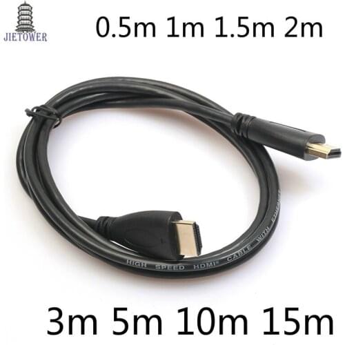 HDMI Cable 0.5m 1m 1.5m 2m 3m 5m 10m 15m long Male to Male Gold Plated HDMI 1.4V 1080P 3D for PS3 HD LCD TV computer 100pcs/lot