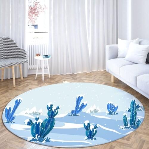 Ins Style Round Area Rugs Large Floor Mat Print Cactus Winter Home Living Room Bed Bath Decor Forest Carpet Breath of Fresh Air