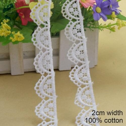 2cm white 100% cotton embroidery lace french lace ribbon fabric guipure diy trims warp knitting sewing Accessories#3740