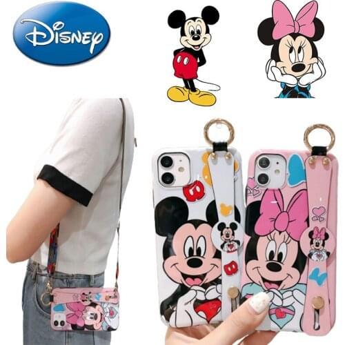 Disney Mickey Anime Cartoon New Wrist Strap Phone Case for IPhone 11 11Pro Max XR XS Max X 7 8 Plus 11Pro 12 Pro Soft Back Cover