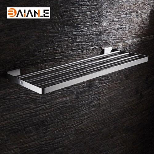 Bathroom Towel Rack Stainless Steel Brushed wall-mount towel Holder towel Shelf acessorios