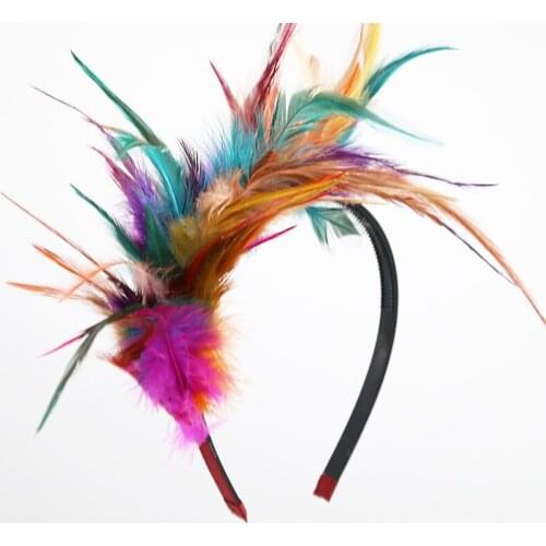 2021-1New winter feather full head girls party hair accessories cute cool hairbands headbands